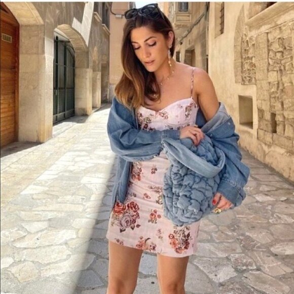 Brock Collection x H&M Dress Lyocell Blended Fit Floral Blogger Fav Powder Pink - Picture 3 of 16